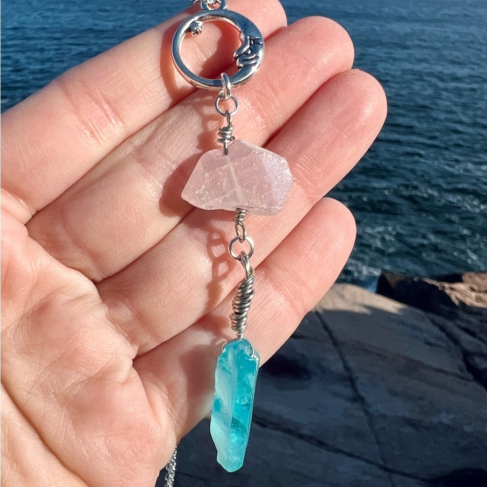 Blue Luna Aura Quartz Necklace - Picture 3 of 5